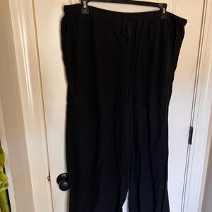 Black Drawstring Pants - linen